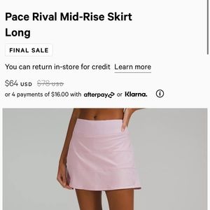 Lululemon skort (long) size 4
